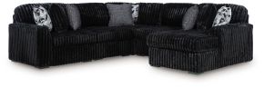 Signature Design by Ashley® 98103S24 Midnight-Madness - 6-Piece Sectional With RAF Corner Chaise - Onyx