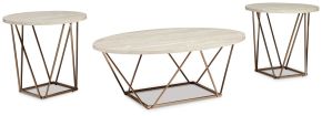 Ashley Furniture T385-13 Tarica - Occasional Table Set (Set of 3) - White / Metallic