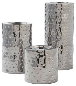 Ashley Furniture A2000460 Marisa - Silver Finish - Candle Holder Set (Set of 3)