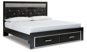 Signature Design by Ashley® B1420B26 Kaydell - Black - King Upholstered Panel Storage Platform Bed