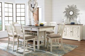 Signature Design by Ashley® D647/32/124(6)/60 Bolanburg - Beige - 8 Pc. - Counter Table, 6 Barstools, Server