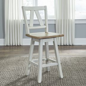 Liberty Furniture 62WH-B250324 Liberty Furniture 62WH-B250324 Lindsey Farm - Counter Height Swivel Chair - Weathered White & Sandstone
