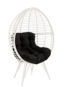 ACME 45109 Galzed - Patio Lounge Chair - Black Fabric & White Wicker