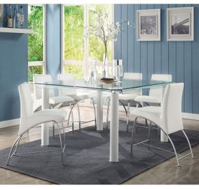 ACME 70253 Gordie - Counter Height Chair (Set of 2) - White PU & Chrome - 36"