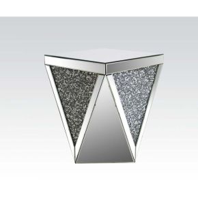 ACME 82772 Noralie - End Table - Mirrored & Faux Diamonds - Glass - 23"
