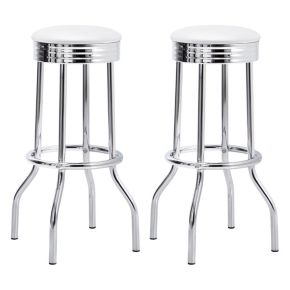 CoasterEveryday 2299W Retro - Upholstered Metal Swivel Bar Stool (Set of 2) - White