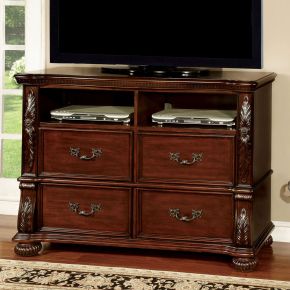 Furniture of America CM7587TV Arthur - Media Chest - Brown Cherry
