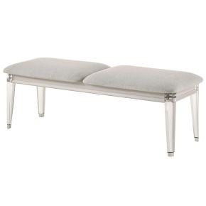 ACME BD03797 Laveda - Bench - Light Gray Boucle & Pearl White