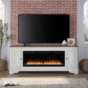 Liberty Furniture FIRE-BOX-244-82FTS Fireplace TV Consoles - 244 82" Console With Fire FTS - White