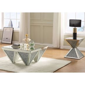 ACME 84900 Noralie - Coffee Table - Mirrored & Faux Diamonds - 19"