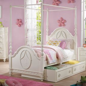 ACME BD02261T Dorothy - Twin Post Bed - Ivory