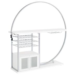Coaster Fine Furniture 182798 Risley - 2-Door Circular LED Home Bar Cabinet High Gloss - White