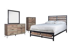 New Classic 00-5533-14C Elk River - 6/6 Eastern King 4 Piece Bedroom Set (Bed & Dresser & Mirror & Chest) - Light Brown