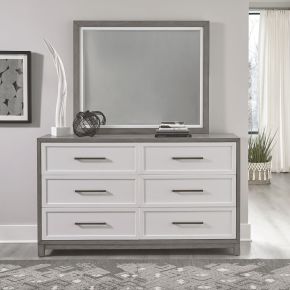 Liberty Furniture 499-BR-DM Palmetto Heights - Dresser & Mirror - Shell White & Driftwood