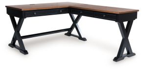 Signature Design by Ashley® H664H2 Wildenauer - Home Office Desk And Return - Brown / Black