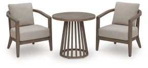 Ashley Furniture PCP310-050 Joy Lagoon - Outdoor Chairs With Cushions/Table (Set of 3) - Beige