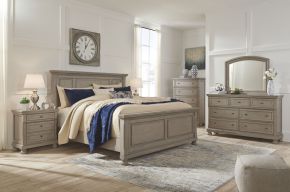 Signature Design by Ashley® B733/31/36/46/58/56/94/92(2) Lettner - 8 Pc. - Dresser, Mirror, Chest, California King Panel Bed, 2 Nightstands - Light Gray