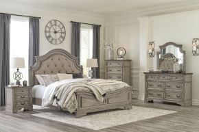 Signature Design by Ashley® B751/31/36/58/56/94 Lodenbay - 5 Pc. - Dresser, Mirror, California King Panel Bed - Antique Gray