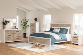 Signature Design by Ashley® B2035/31/36/72/97 Charbitt - Two-tone - 4 Pc. - Dresser, Mirror, King Panel Bed