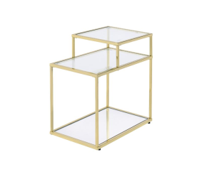 ACME 83474 Uchenna - Side Table - Clear Glass & Gold Finish