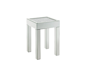 ACME 84707 Noralie - End Table With Glass Top - Pearl Silver - Wood - 24"