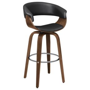 CoasterEssence 100205 Zion - Upholstered Swivel Bar Stool - Walnut And Black