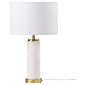 Coaster Fine Furniture 920208 Lucius - Drum Shade Marble Body Table Lamp - White