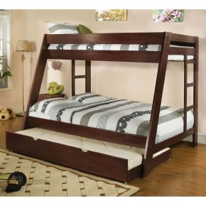 Furniture of America CM-BK358EXP-BED Arizona - Twin Over Full Bunk Bed - Dark Walnut