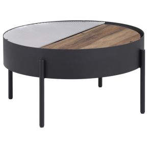 Coaster Fine Furniture 707898 Ozella - Round Coffee Table With Hidden Storage Sandy - Black