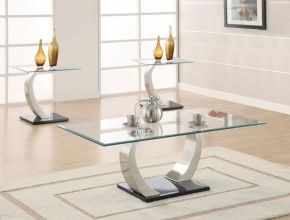 Coaster Fine Furniture 701238-S3 Pruitt - 3 Piece Coffee And End Table Set - Satin Silver