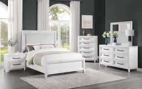 CoasterEveryday 224841KE-S5 Marielle - 5 Piece Eastern King Bedroom Set - Distressed White