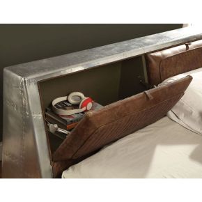 ACME 26220Q Brancaster - Queen Bed - Retro Brown Top Grain Leather & Aluminum
