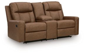Benchcraft® 7471494 Benchcraft® 7471494 Mackmenville - Double Reclining Loveseat With Console - Caramel