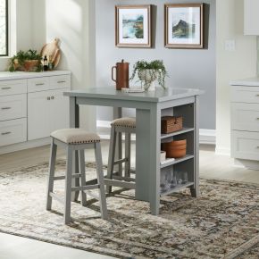Liberty Furniture 942-CD-3CTS Brook Creek - 3 Piece Counter Set - Gray