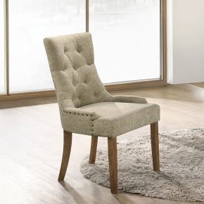 ACME 77162 Yotam - Side Chair (Set of 2) - Beige Fabric & Salvaged Oak