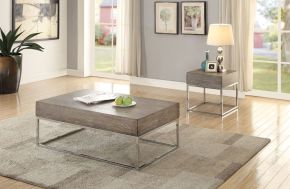 ACME 84580 Cecil II - Coffee Table - Gray Oak & Chrome