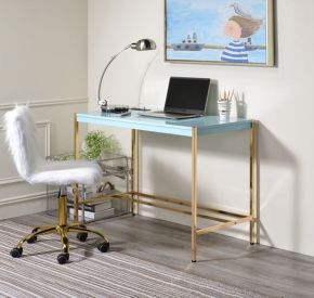 ACME OF00023 ACME OF00023 Midriaks - Writing Desk With USB - Baby Blue & Gold