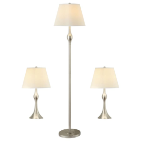 CoasterEssence 901235 Griffin - 3 Piece Floor And Table Lamp Set Brushed Nickel - Brush Nickel