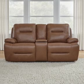 Liberty Furniture 7008SD-23P Cameron - Loveseat With Console P3 & ZG - Saddle - Dakota Saddle Leather