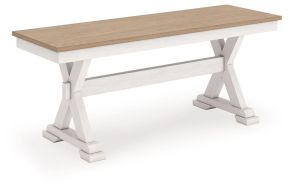 Signature Design by Ashley® PCD627-00 Purlaney - Large Dining Room Bench - Antique White / Natural