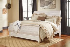 Signature Design by Ashley® B267/177/174/196 Willowton - Queen Sleigh Bed - Whitewash