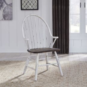 Liberty Furniture 139WH-C1000A Liberty Furniture 139WH-C1000A Farmhouse - Windsor Back Arm Chair - Two Tone White / Wood Tone