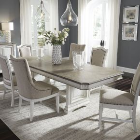 Liberty Furniture 520-DR-7TRS Abbey Park - 7 Piece Trestle Table Set - White