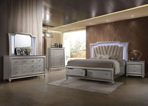 ACME 27230Q ACME 27230Q Kaitlyn - Queen Bed With LED & Storage - Synthetic Leather & Champagne