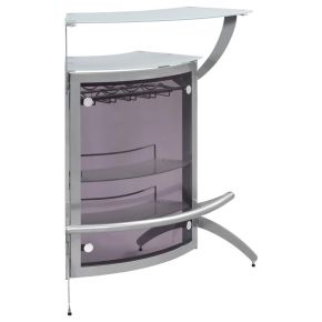 CoasterEssence 100135 Dallas - 2-Shelf Curved Freestanding Home Bar Cabinet - Silver