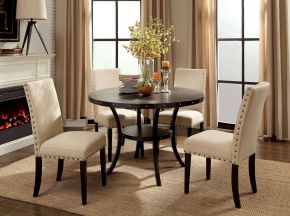 Furniture of America CM3323RT Kaitlin - Round Dining Table - Light Walnut / Beige