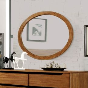 Furniture of America CM7386A-MO Lennart - Oval Mirror - Oak