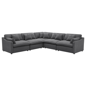 Coaster Fine Furniture 551455-SETA Hobson - 5 Piece Upholstered Modular Sectional Sofa - Charcoal