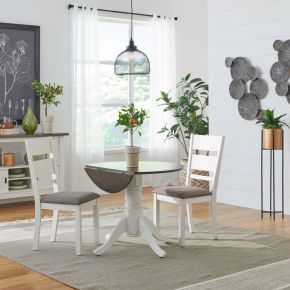 Liberty Furniture 182-CD-O3DLS Brook Bay - 3 Piece Drop Leaf Table Set - White