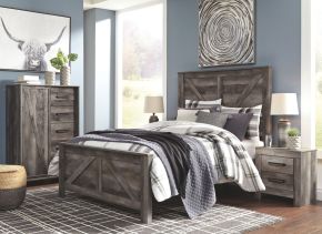 Signature Design by Ashley® B440/57/54/98/92(2) Wynnlow - Gray - 5 Pc. - Queen Crossbuck Panel Bed, 2 Nightstands